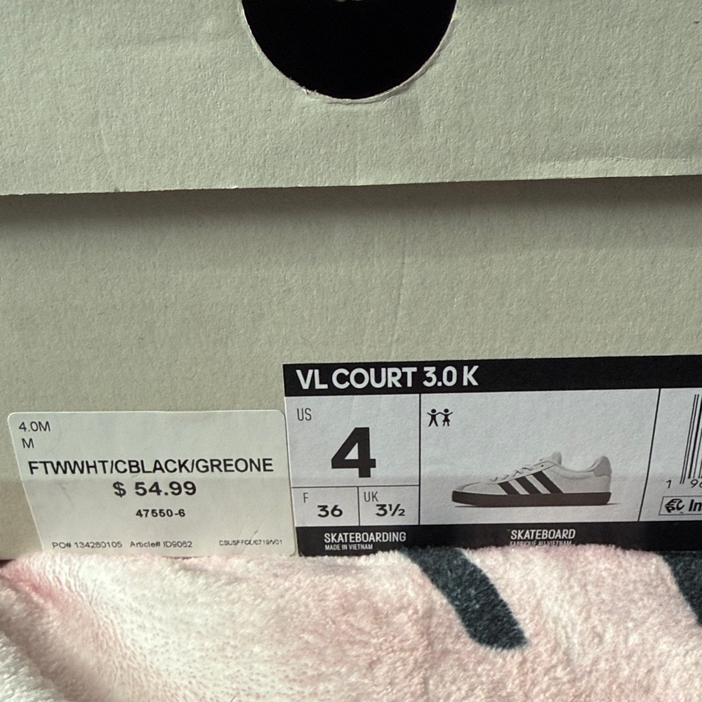 Adidas VL Court 3.0 K White and Black Sneakers